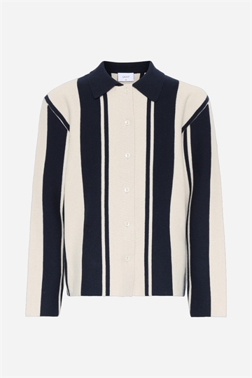 Grunt Baja LS Stickad Kofta - Marinblå-Sand